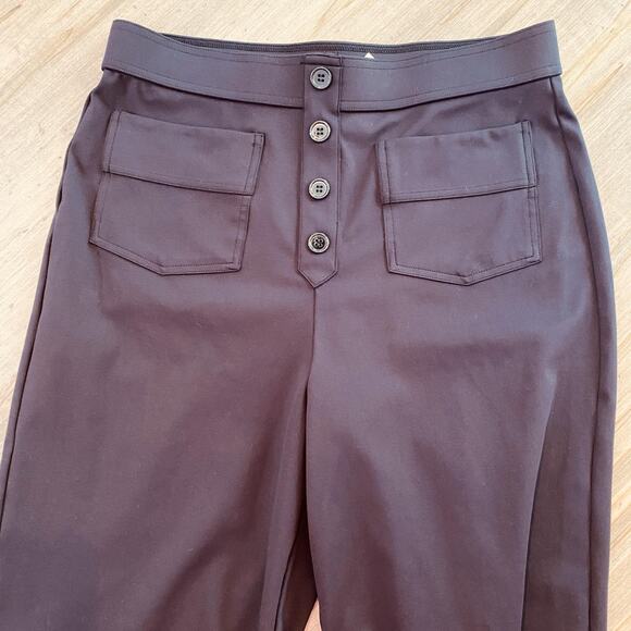 Halara Pants Womens Large Black Button Wide Leg High waisted Straight office - Picture 3 of 11